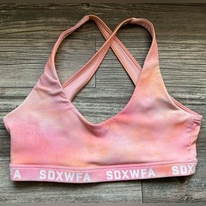 White Fox Boutique Pink Peach Tie-Dye Sports Bra